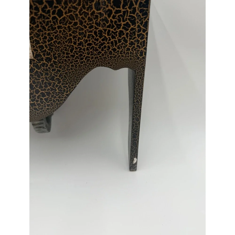 Vintage Elephant Head Wall Shelf Black Gold Crackle Safari Decor Floating Shelf